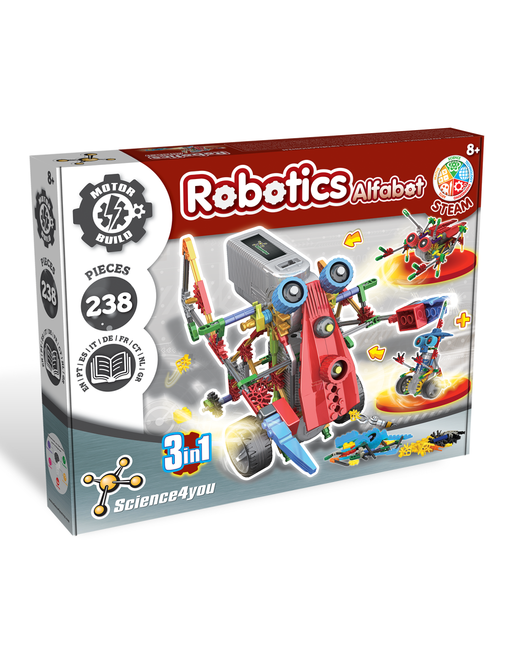 Kit de Ciência SCIENCE4YOU Robotics Alfabot 3 em 1